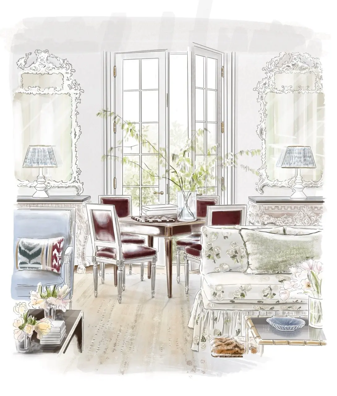 Garden-facing dining-room visual study